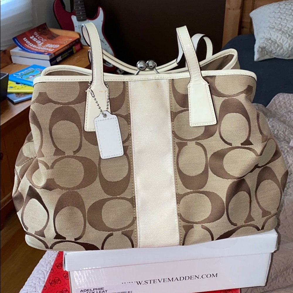 Coach Classic Brown Print/Cream Handbag